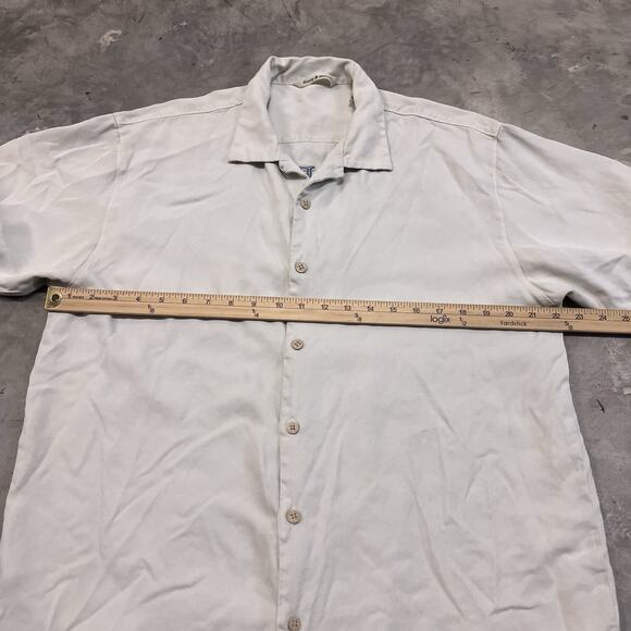 Tommy Bahama Shirt Mens Large Silk Embroidered Logo Maduro Paradise Parrot Cigar - Picture 6 of 6